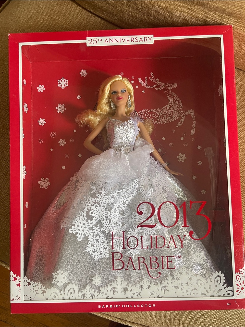 Barbie 2013 Holiday Barbie in White Snowflake Gown with Red Box